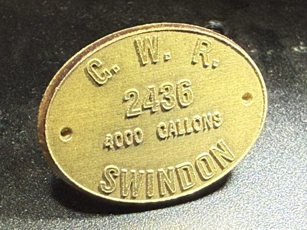 7 1/4" GWR Tender Builders Plate - Etched Brass