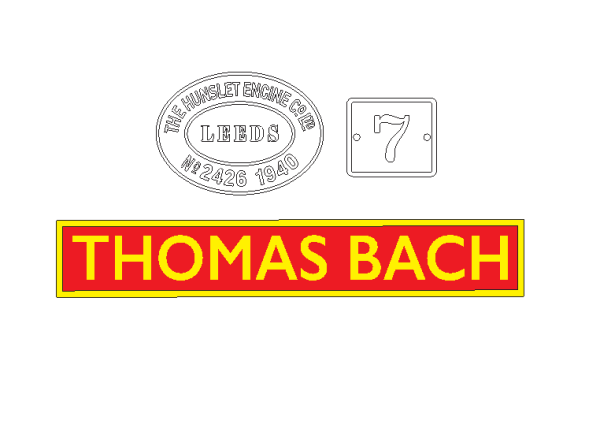 16mm Hunslet Plate Set 'THOMAS BACH' - Etched Brass